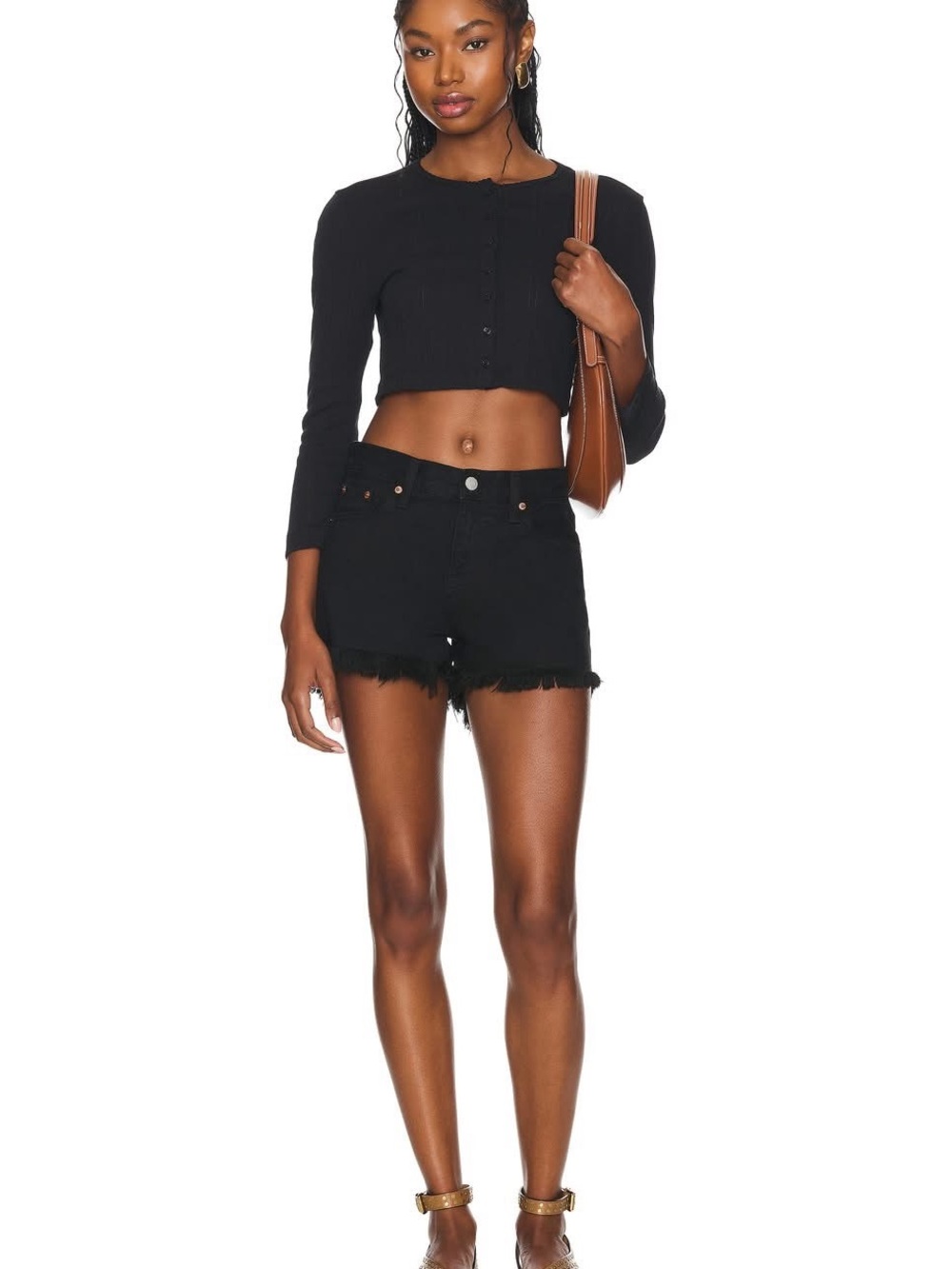 Pistola Black Frayed Hem Denim Shorts ‘Gigi’ Size 32